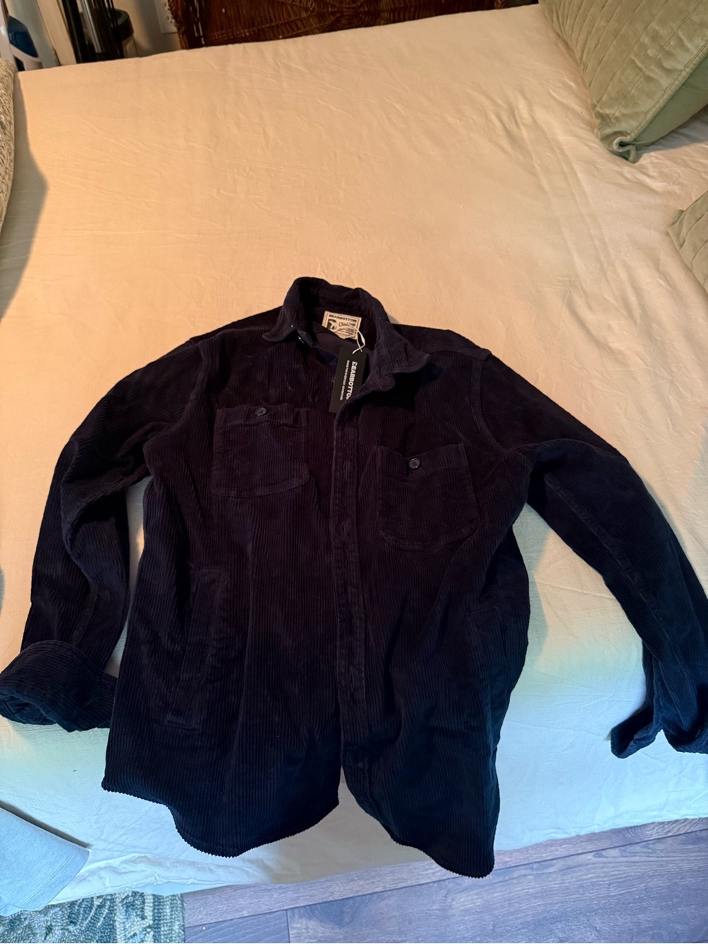 Corduroy Button-Up Shirt Jacket - Navy